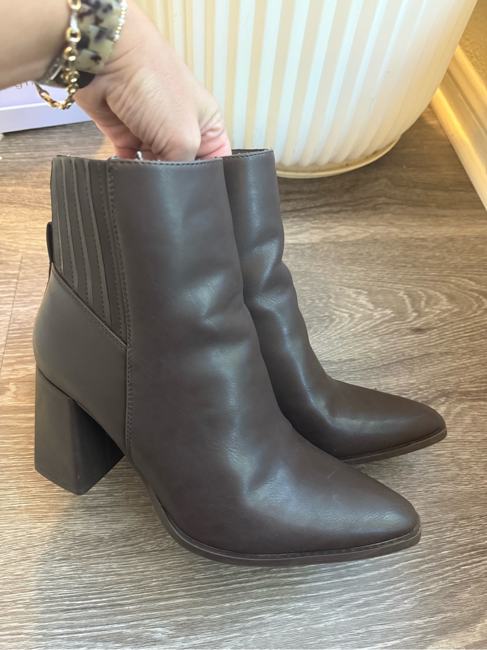 Women's Dark Brown Block Heel Ankle Boots